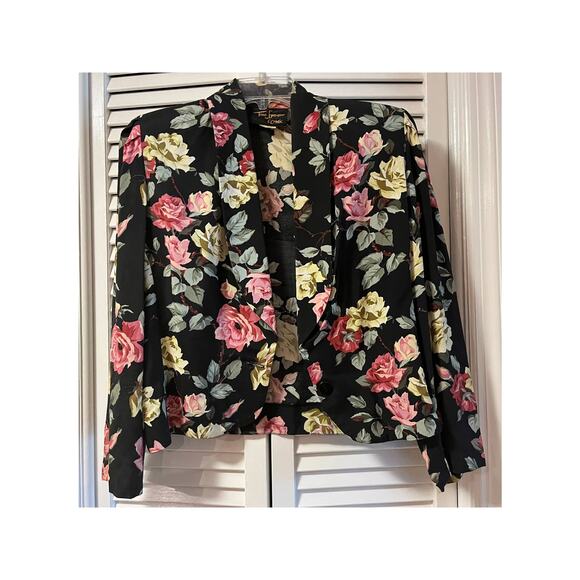 Vintage Toni Garment for CC Magic Floral 1 Button Blazer SzM - Picture 2 of 12